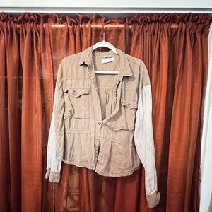 Free People womens’ large cream multicolored button down